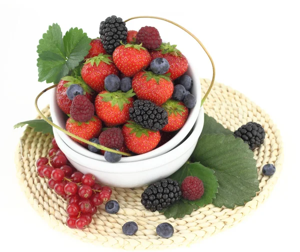 Fresh berries on a white bowl — Stock Photo, Image