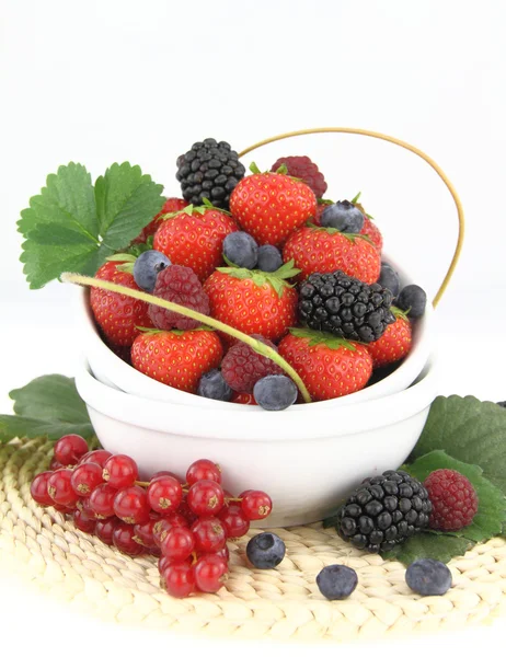 stock image Fresh berries on a white bowl