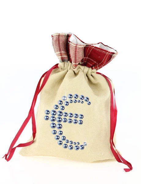Euro sign on a moneybag — Stock Photo, Image