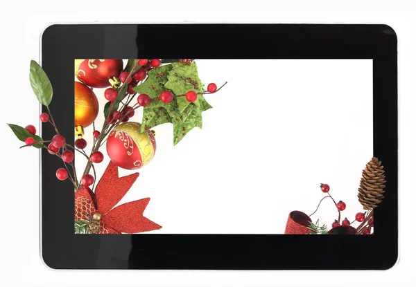 装飾クリスマス デジタル タブレットのフレーム — ストック写真