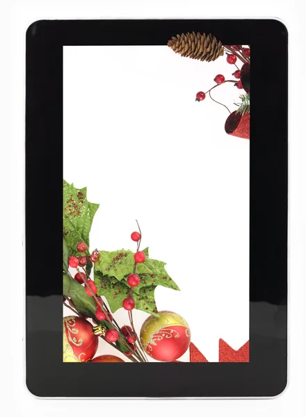 Marco decorativo de Navidad tableta digital — Foto de Stock