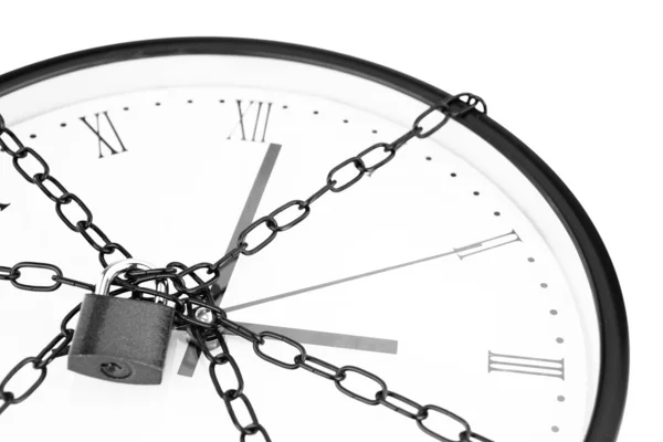 stock image Clock bound with chain and padlock