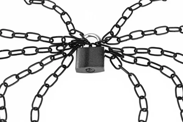 Kłódka i łańcucha jak pająk — Zdjęcie stockowe