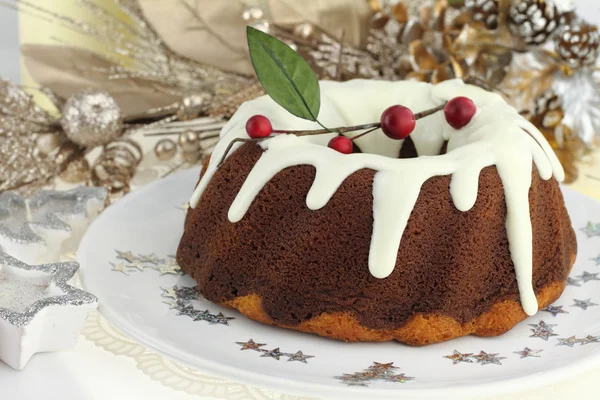 Традиционный рождественский торт — стоковое фото