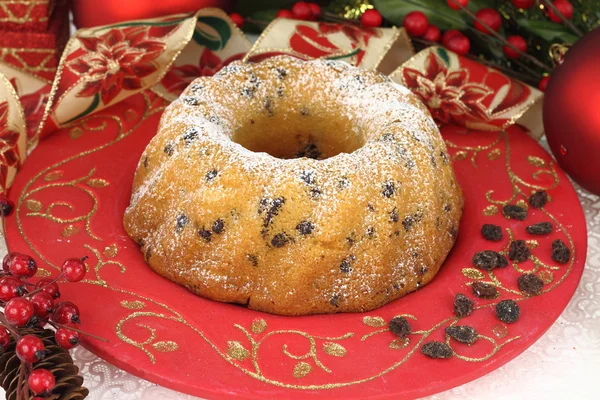 Gâteau de Noël traditionnel aux raisins secs — Photo