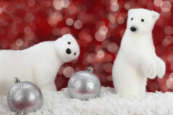 Weißer Bär auf Schnee zu Weihnachten — Stockfoto