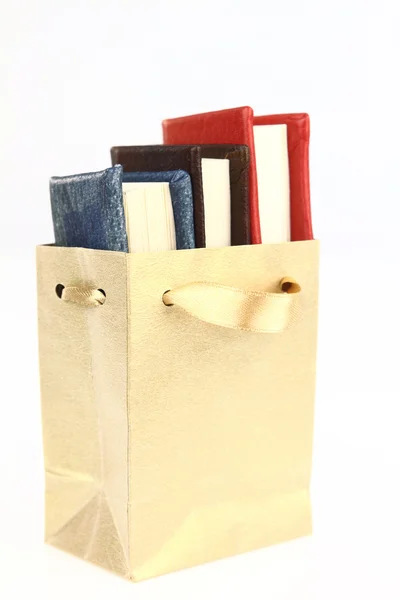 Livros em um saco de papel — Fotografia de Stock