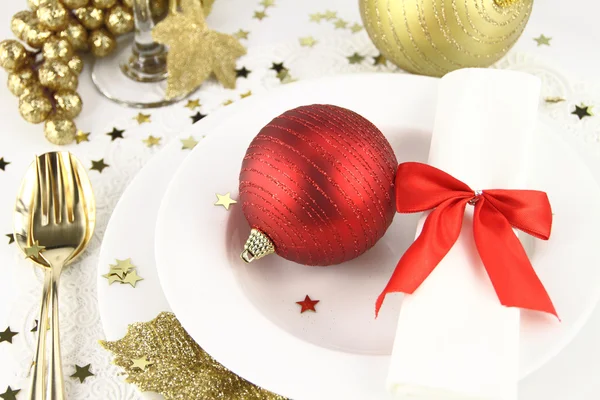 Dekoracja stołu Bożego Narodzenia — Zdjęcie stockowe