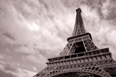 Eiffel Tower in Black and White Sepia Tone, Paris clipart