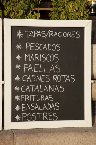 İspanyolca tapas yemek listesi — Stok fotoğraf