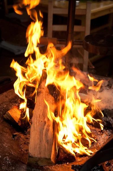 Burning flame or fire indoor — Stock Photo, Image