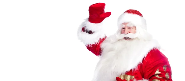 Weihnachtsmann zeigt seine Hand isoliert über Weiß. — Stockfoto
