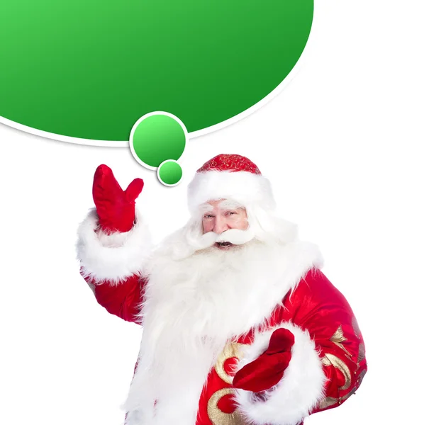 Santa Claus pointing his hand isolated over white. Blank graphic — Stock Photo, Image