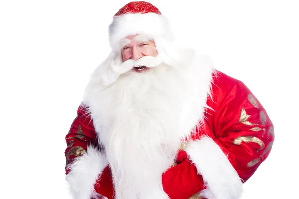 Traditional Santa Claus giving a big "ho ho ho" belly laugh. Iso — Stock Photo, Image