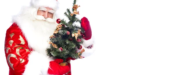 Noel tema: Noel Baba Noel ağacı ve çantasını holding — Stok fotoğraf