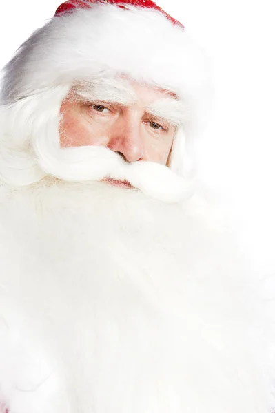 Santa claus portret glimlachend geïsoleerd op een witte achtergrond — Stockfoto