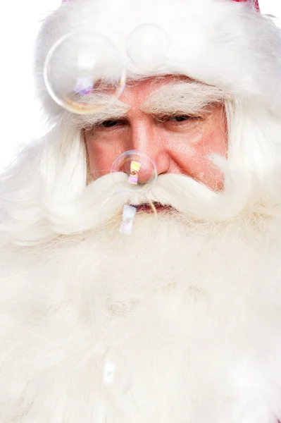 Noel Baba portre gülümseyen izole beyaz bir arka plan bir — Stok fotoğraf