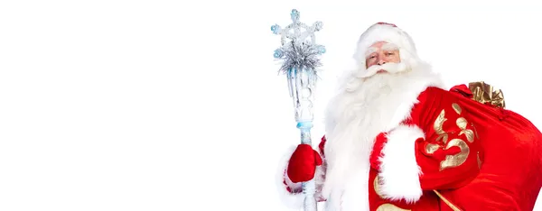 Tradycyjne Boże Narodzenie Śnięty Mikołaj z personelu na białym tle na Zielone Świątki — Zdjęcie stockowe