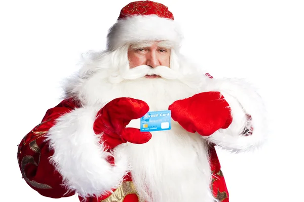 Geleneksel Noel Baba holding ve kredi kartı giv ise Ekim — Stok fotoğraf