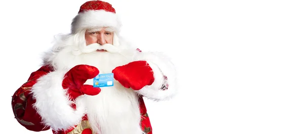 Tradizionale Babbo Natale in possesso e la semina di carta di credito mentre giv — Foto Stock