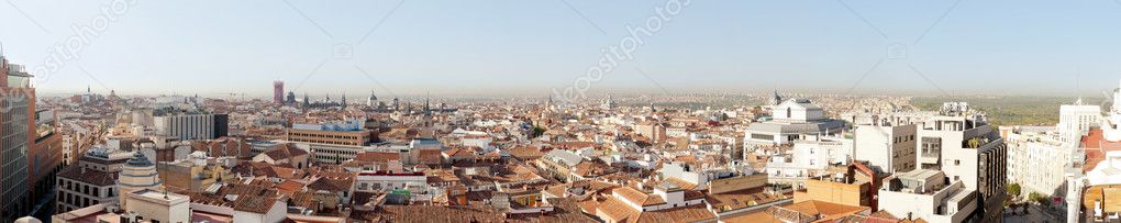 Panoramic photo of old part of Madrid, Capitol of Spain. View fr