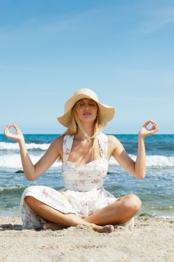 Portrait of young womanwearing summer hat and sophistical elegan clipart