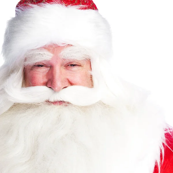 Weihnachtsmann-Porträt lächelt isoliert über weißem Hintergrund — Stockfoto