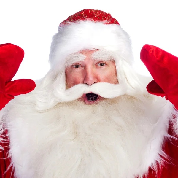 Retrato de Santa Claus sonriendo aislado sobre un fondo blanco — Foto de Stock