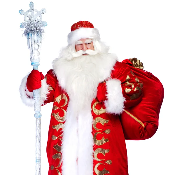 Bir geleneksel Noel Noel Baba whit üzerinde izole personel ile — Stok fotoğraf