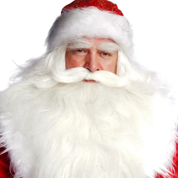 Beyaz bir arka plan üzerinde gülümseyen izole Noel Baba portresi — Stok fotoğraf