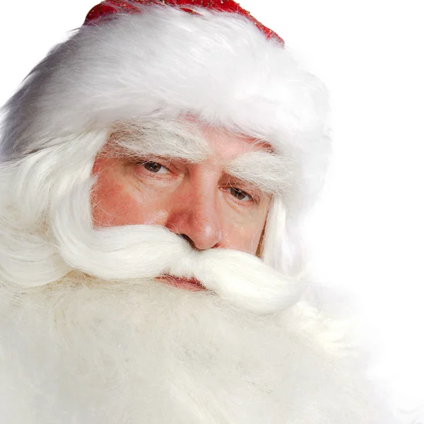 Weihnachtsmann-Porträt lächelt isoliert über weißem Hintergrund — Stockfoto