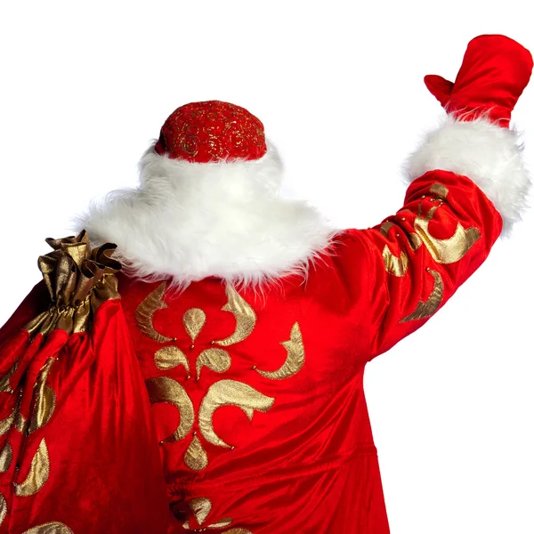 Santa Claus señalando su mano aislada sobre blanco. Foto de be — Foto de Stock