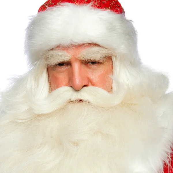 Papai Noel retrato sorrindo isolado sobre um fundo branco — Fotografia de Stock