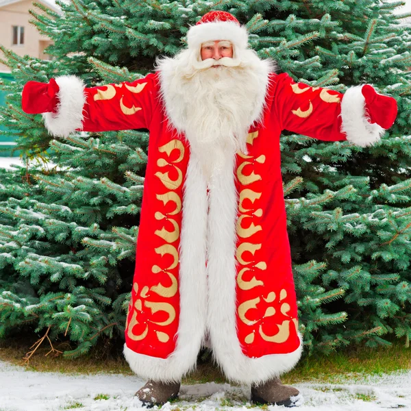 Full Length Portrait of Santa Claus standing with open hands out — Stock Photo, Image