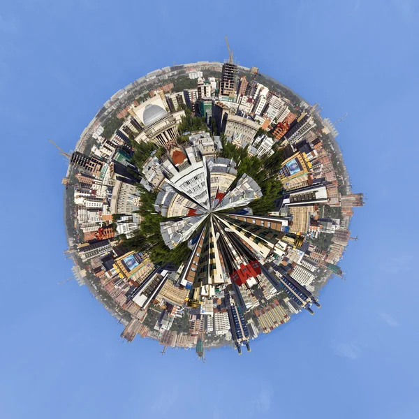 Stedelijke stadsgezicht van novosibirsk, Rusland kleine planeet panorama — Stockfoto