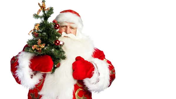 Papai Noel retrato sorrindo isolado sobre um fundo branco — Fotografia de Stock