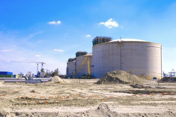 Building site oil silos — Stock Photo, Image