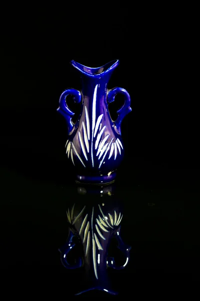 Blue Vase black background — Stock Photo, Image