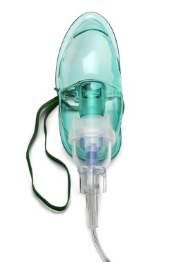 Close up image of an oxygen mask from front