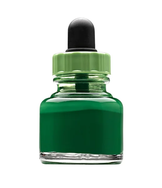 Pot of green acrylic color — Stock Photo, Image