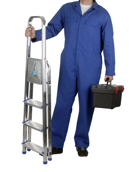 Professional worker standing on white background — Stock Photo, Image
