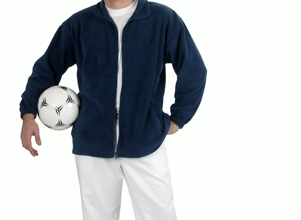 Adam futbol topu ile — Stok fotoğraf