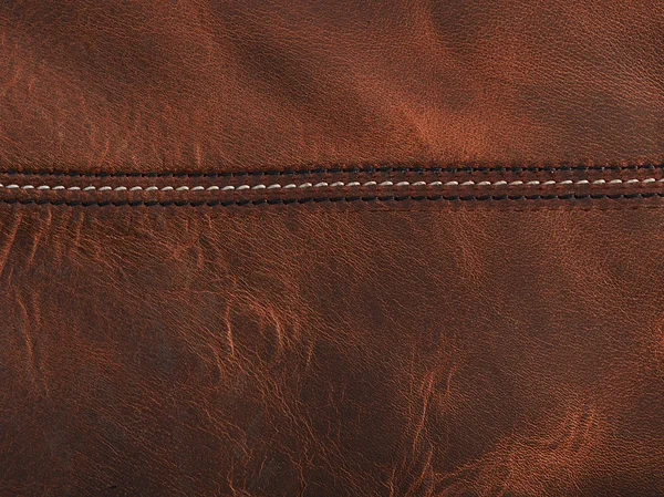 Brown leather with seam — Stock Photo, Image