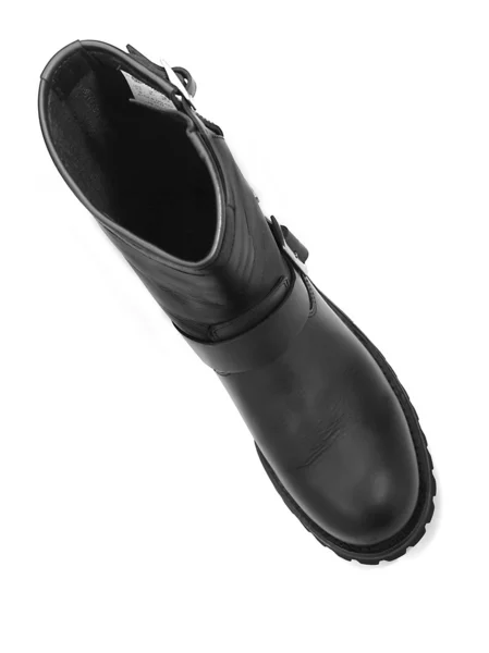 Černá kožená bota pro člověka izolované — Stock fotografie
