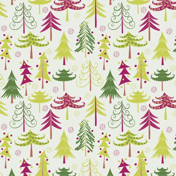 Weihnachtswald mit bunten Bäumen — Stockvektor