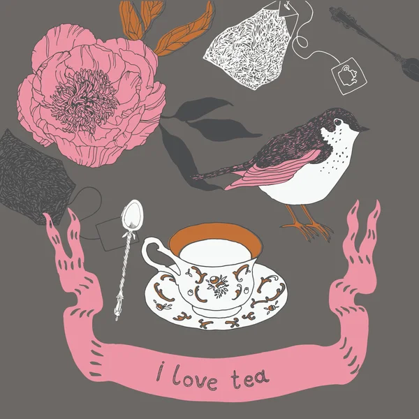 Çayı seviyorum. — Stok Vektör