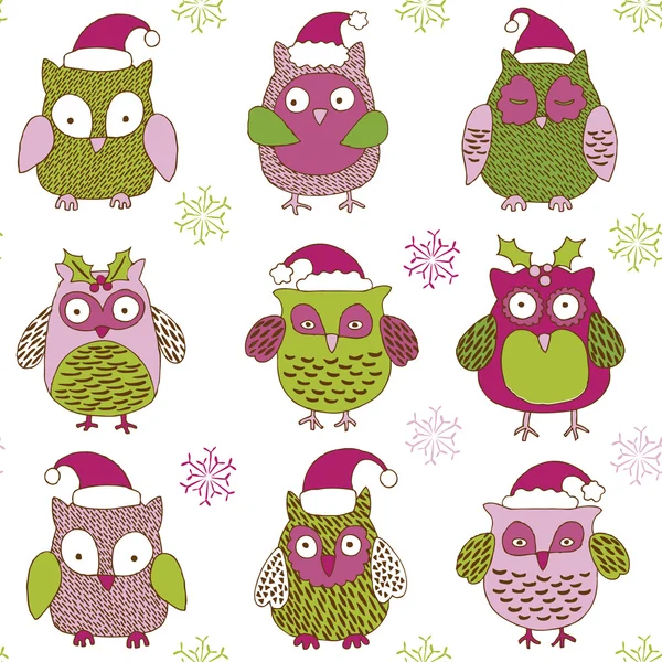 Christmas Owls — Stock Vector