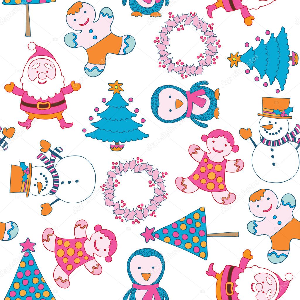 Christmas seamless colorful cute background