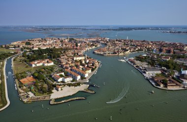 Italy, Venice, Murano Island and venetian lagoon aerial view clipart