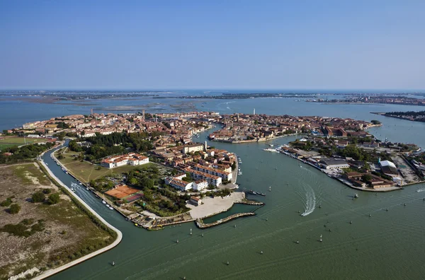 Italy, Venice, Murano Island and venetian lagoon aerial view — Stock Photo, Image